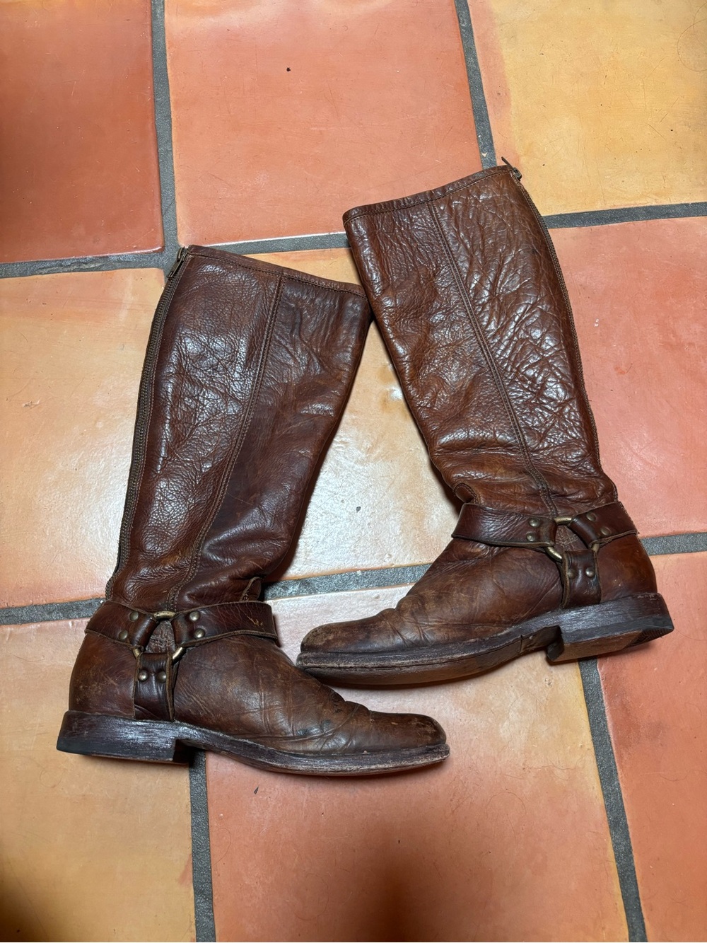 Women’s Frye Brown Leather Harness Boots